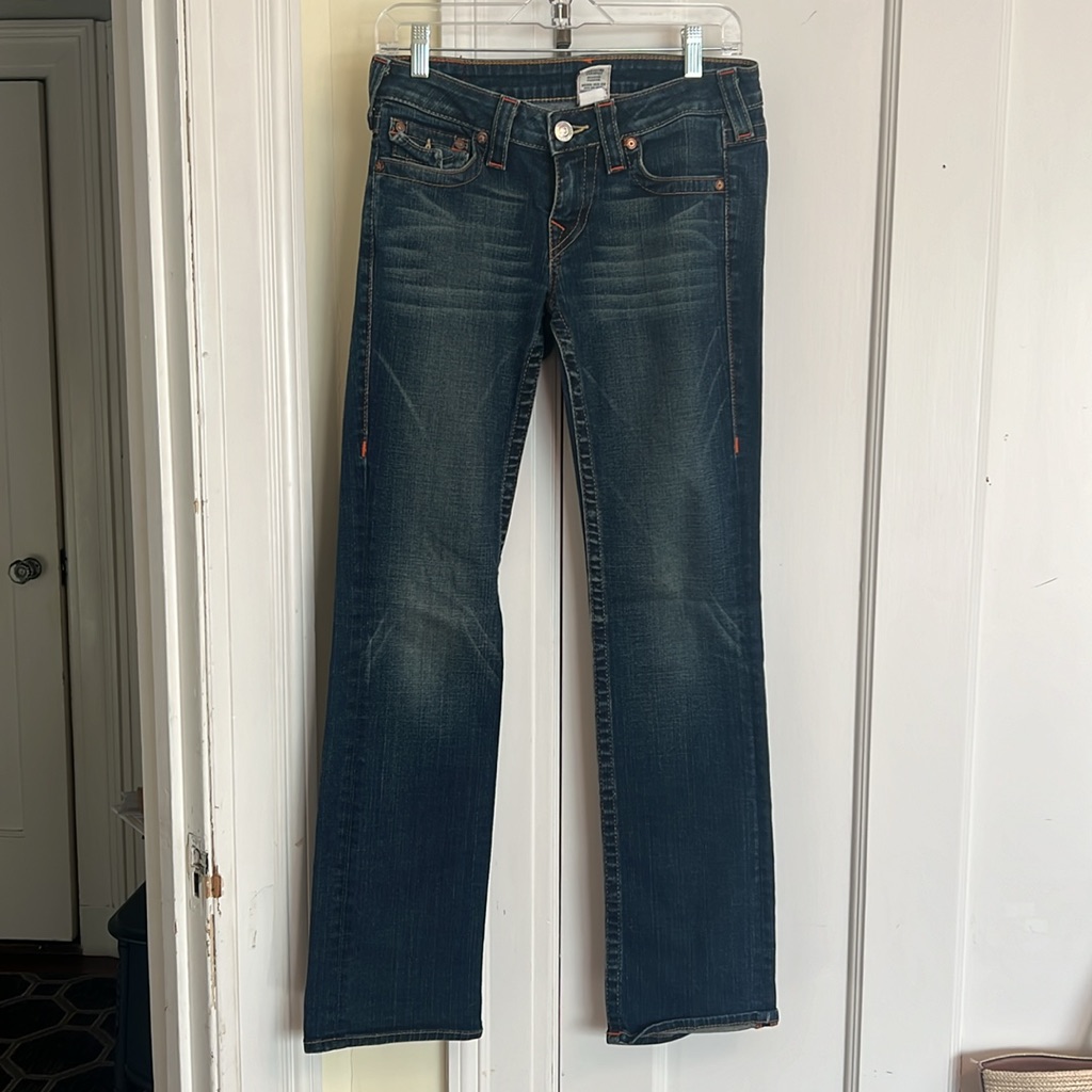 $119-True Religion Size 27 Straight-Leg Dark Jeans